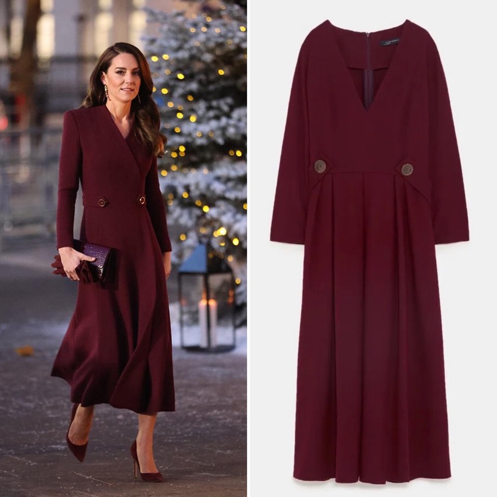 ZARA Kate Middleton Christmas Red Dress inspiration